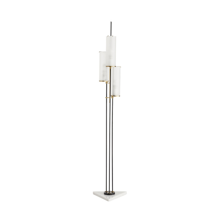 Stefan Torchiere Floor Lamp, 3-Light, White Marble, Black Iron, Antique Brass, 70"H (79661 32KJG)