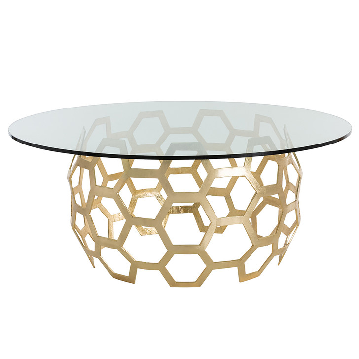 Dolma Dining Table, Gold Leafed Aluminum, 50"W (DS2012 3CLMA)