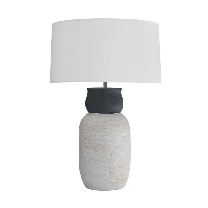 Ansley Table Lamp, 1-Light, Midnight & Whitewash Ceramic, Off-White Cotton Shade/Matching Lining, 30"H (45089-849 3JPXG)