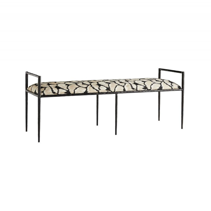 Barbana Bench Ocelot Emroidery, Black, Natural Iron, 58"W (4810 3JRW8)