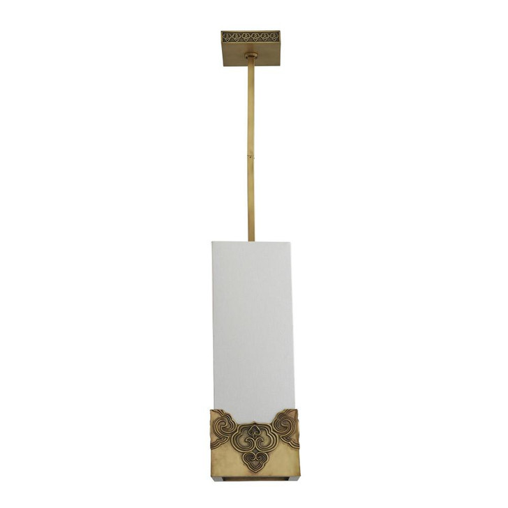 Iris Pendant, 4-Light, Antique Brass, Off-White Linen Shade, 8.5"W (DD49007 3FL91)