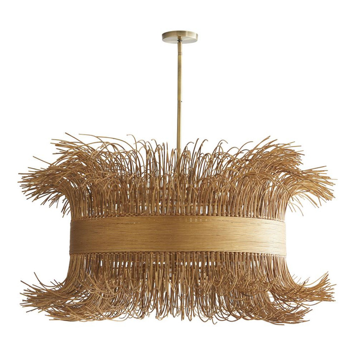 Filamento Chandelier, 6-Light, Natural Rattan, Antique Brass, 42"W (DK89925 3JPW9)