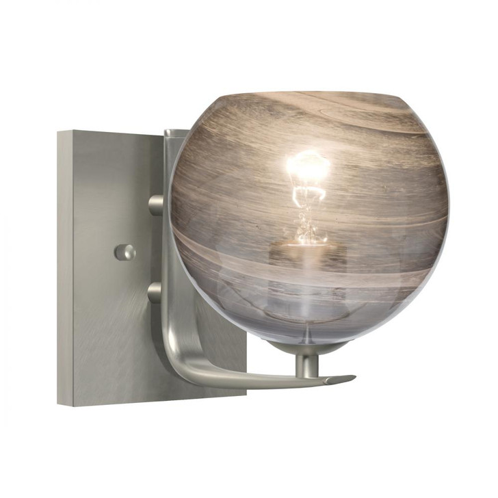 Jilly Bathroom Wall Sconce, 1-Light, Satin Nickel, Vapor Smoke Glass, 7.5"H (1WC-JILLYSM-SN 2QGLF1)