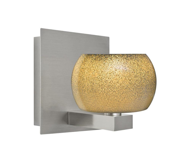 Keno Bathroom Wall Sconce, 1-Light, Satin Nickel, Gold Sand Glass, 6"H (1WF-KENOGD-SN 30CGGN)