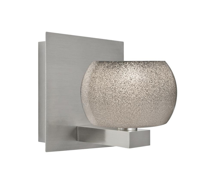 Keno Bathroom Wall Sconce, 1-Light, Satin Nickel, Smoke Sand Glass, 6"H (1WF-KENOSM-SN 30CGGT)