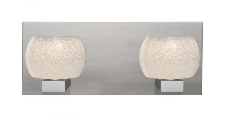 Keno Bath Vanity, 2-Light, LED, Satin Nickel, White Sand Glass, 14"W (2WF-KENOWH-LED-SN 30CHE8)