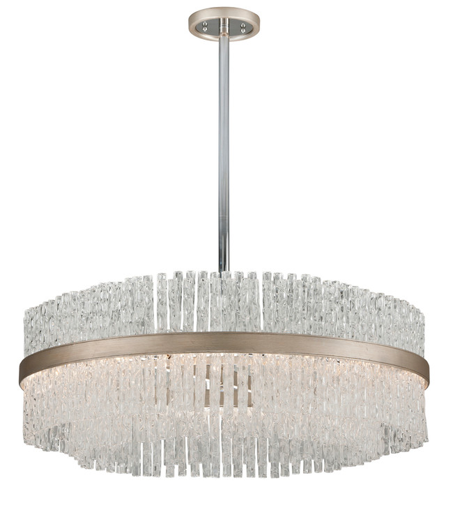Chime Pendant, 12-Light, Silver Leaf Polished Stainless Steel, Clear Tubular Glass, 36"W (204-48 8XMU)