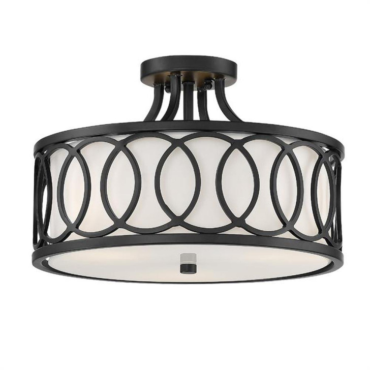 Graham Semi Flush Mount - Matte Black 11"H