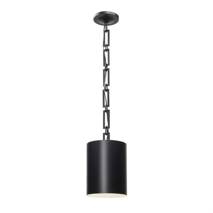 Alston Mini Pendant - Matte Black, White 12"H