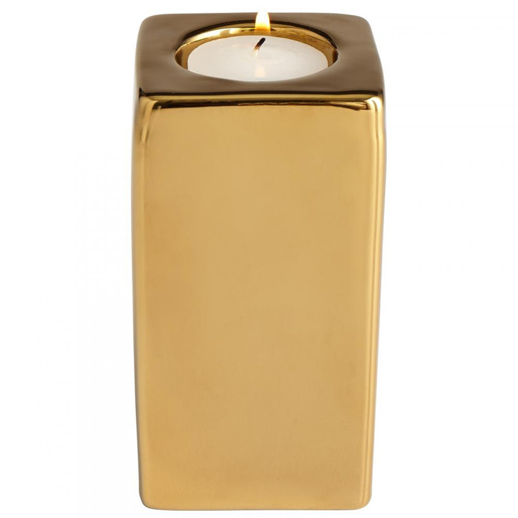 Medium Etta Candleholder, Gold, Ceramic, 4.75"H (07480 M6H7H)