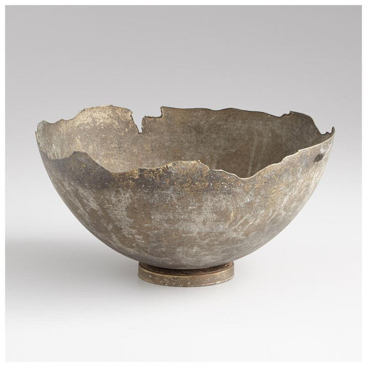 Small Pompeii Bowl, Whitewashed, Iron, 9"W (7958 M6L5C)