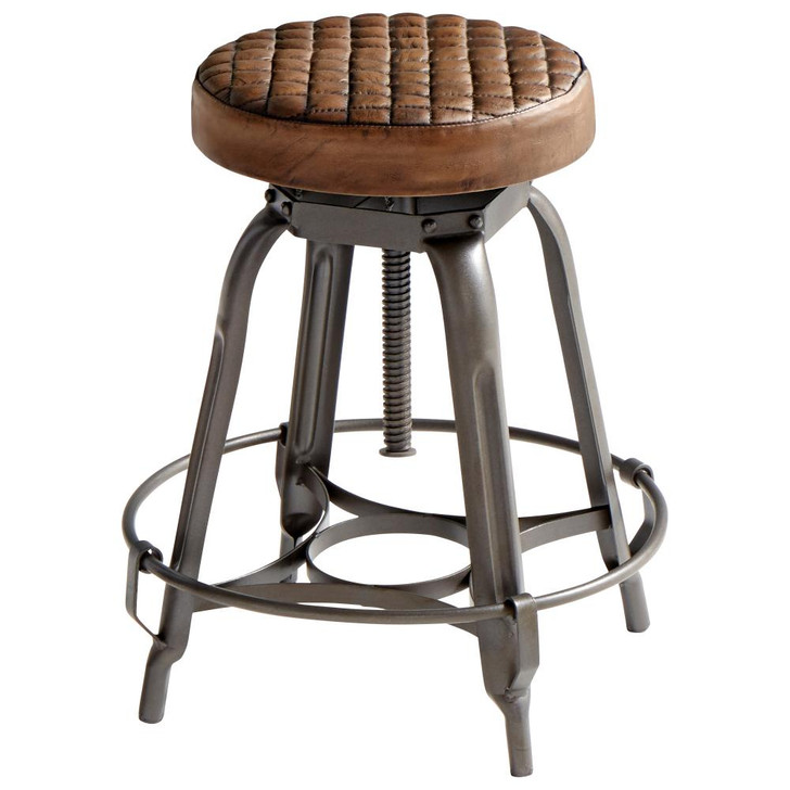 Franklin Stool, Black, Iron and Leather, 20.5"H (10078 MDPF8)