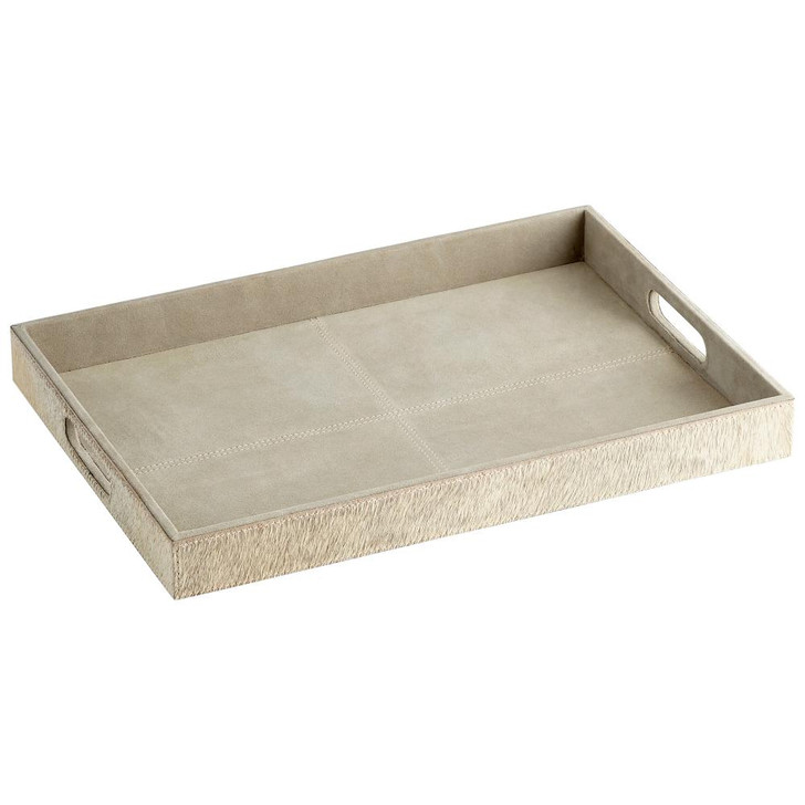 Large Brixton Tray, Grey, Leather and Suede, 20"W (10131 MDQGR)