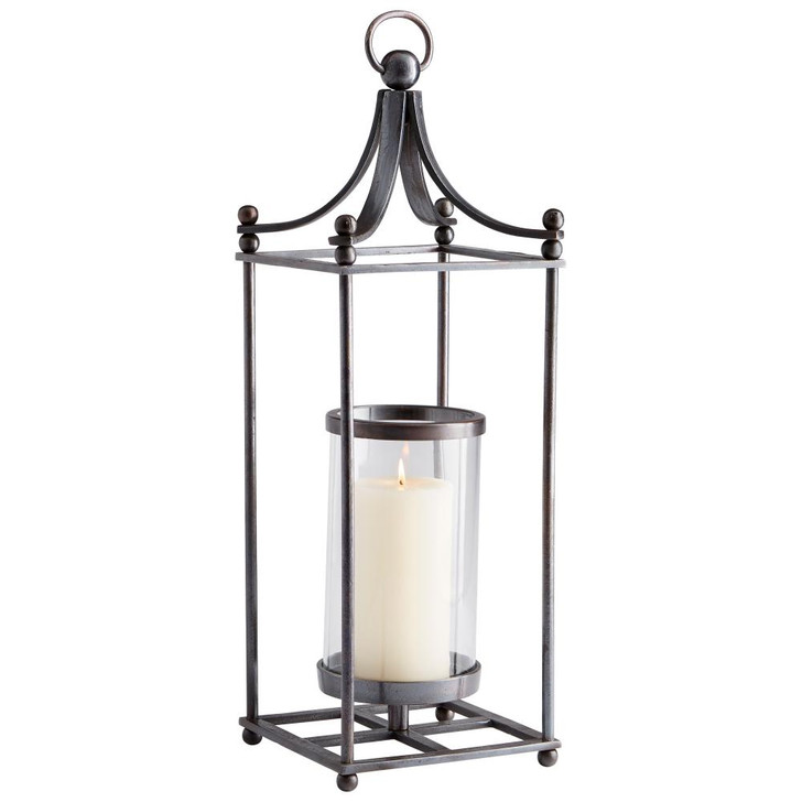 Large Foxboro Candleholder, Dark Copper, Aluminum and Glass, 30"H (10176 MDPGU)