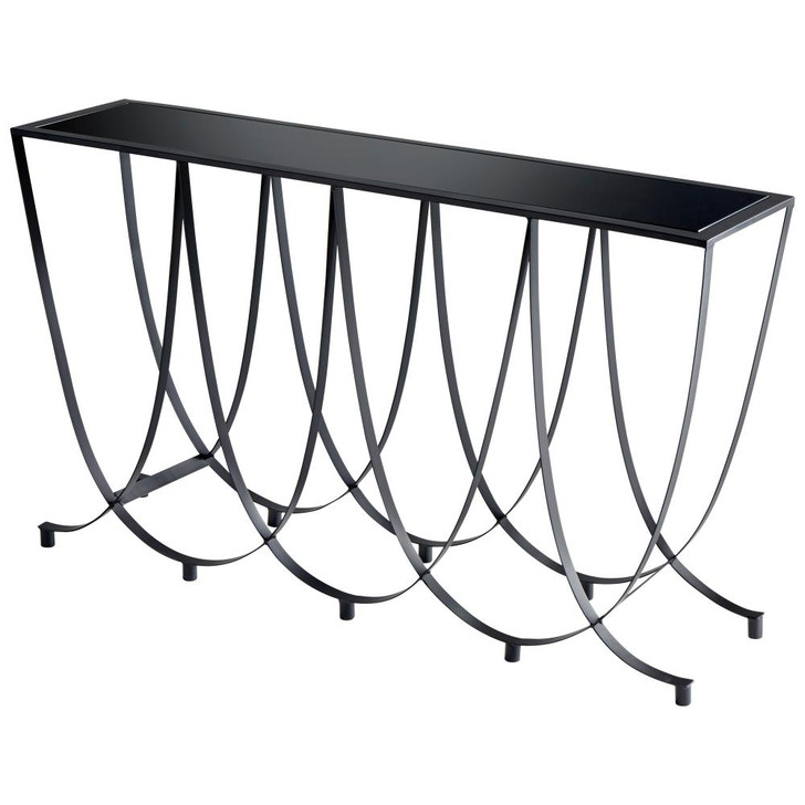 Suffolk Console Table, Graphite, Iron and Glass, 13.75"W (10247 MDQHC)