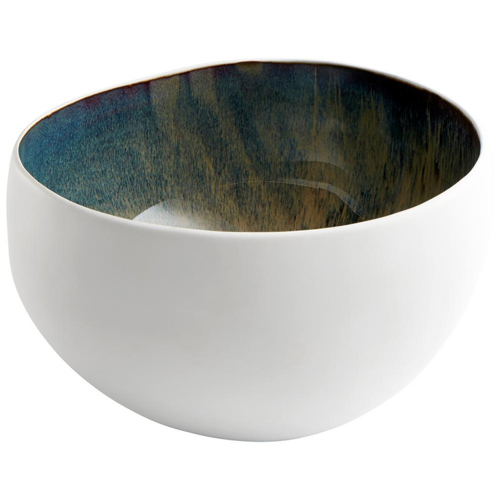 Small Android Bowl, White And Oyster, Ceramic, 10.25"W (10254 MDPHU)