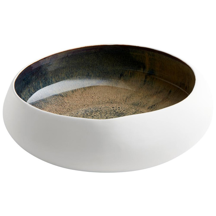 Medium Android Bowl, White And Oyster, Ceramic, 12.5"W (10255 MDPHV)