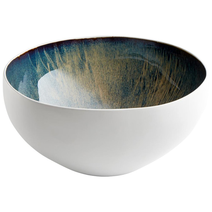 Large Android Bowl, White And Oyster, Ceramic, 14.25"W (10256 MDPHW)