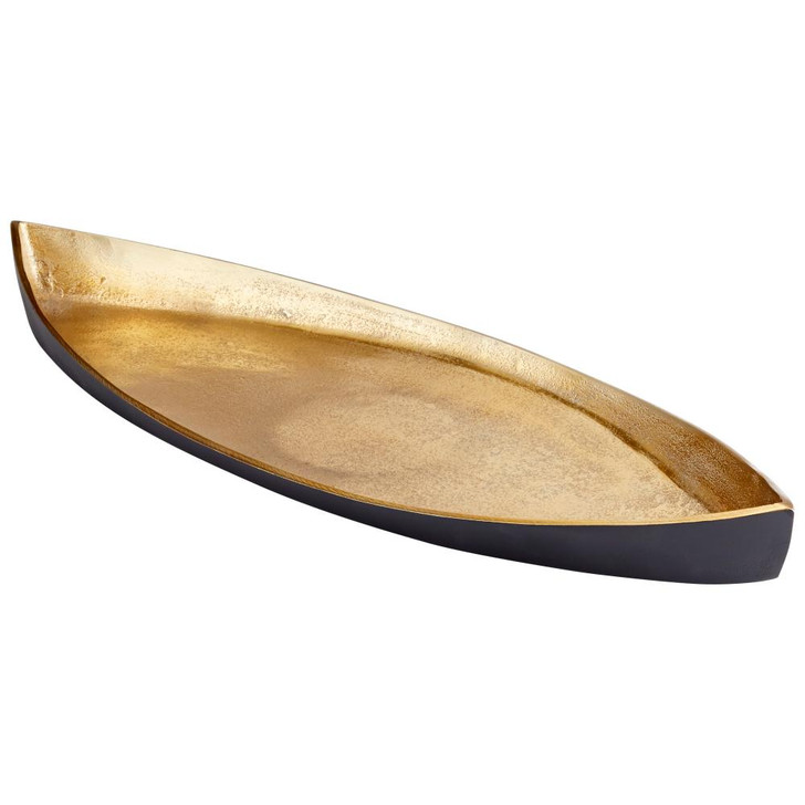 Alumbrar Tray, Matt Black and Gold, Aluminum, 20"L (10618 MGM6F)