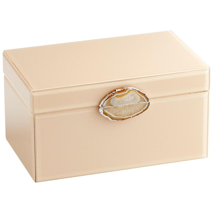 Bijou Container, Beige, Agate Stone, Glass, Wood, 12W (10743 MGN6A)