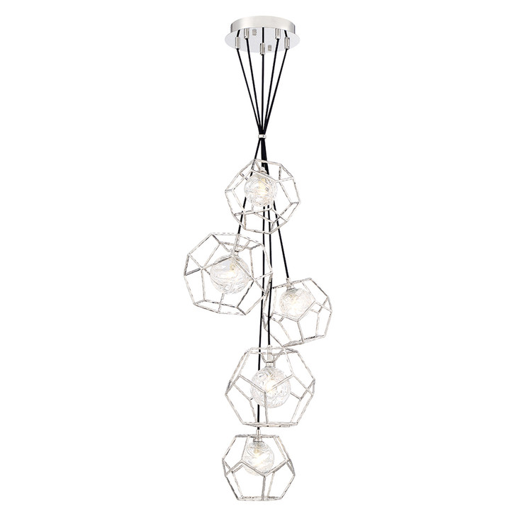 NORWAY,5LT LED CHAND,G9,CHR, Eurofase 35903-017 403C8AU Eurofase Down  Chandelier