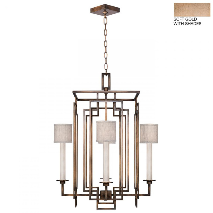 Cienfuegos Chandelier, Square, 4-Light, Gold, 24"W (889040-31ST KEE3)