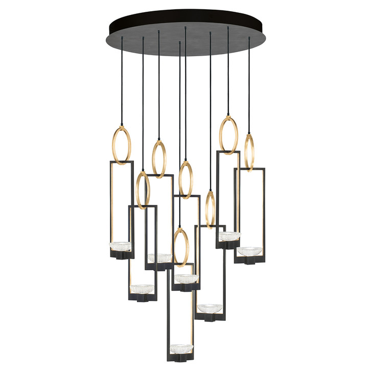 Delphi Pendant, Round, 8-Light, Hand-Rubbed Black Iron, 33.5"W (893240-3ST KDF9)