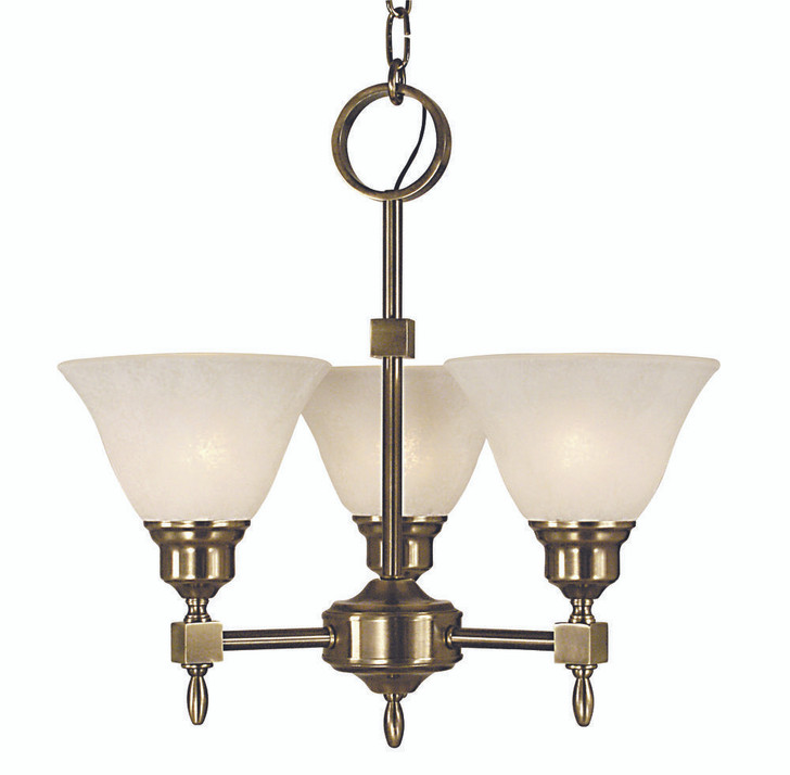 Taylor Mini Chandelier, 3-Light, Brass, White Marble Glass Shade, 17"W (2438 AB/CM VD7E)