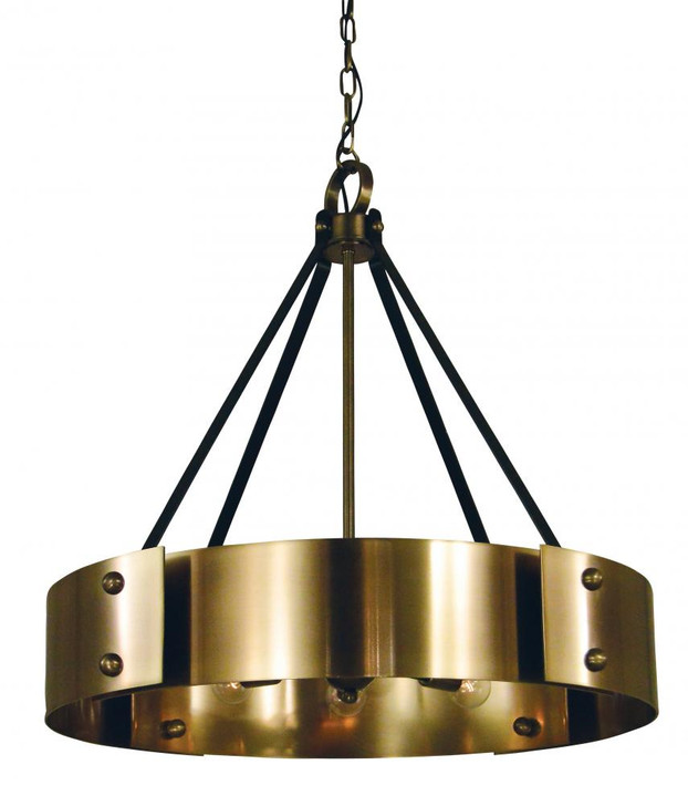 Lasalle Chandelier, 8-Light, Antique Brass with Matte Black Accents, 24"W (5298 AB/MBLACK A08A8)