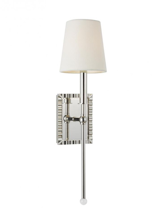 Baxley Wall Sconce, 1-Light, Polished Nickel, White Linen Shade, 20.88"H (AW1051PN 706TZNR)