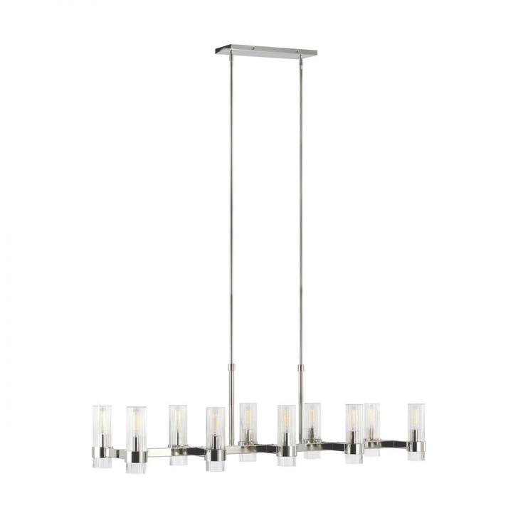 Geneva Linear Chandelier, 10-Light, Polished Nickel, Clear Shade, 50"L (CC13810PN 706U1KR)