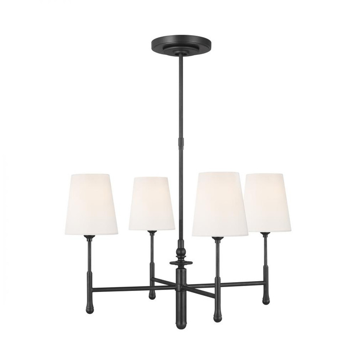 Capri Chandelier, 4-Light, Aged Iron, White Linen Shade, 26"W (TC1004AI 706TYNU)