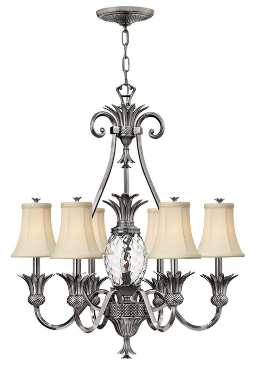 Plantation Chandelier, 7-Light, Polished Antique Nickel, 28"W (4886PL CZAR)