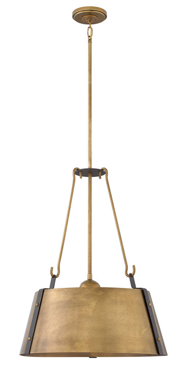 Cartwright Drum Pendant, 3-Light, Rustic Brass With Oil Rubbed Bronze, 19.5"W (3395RS VDGZ)