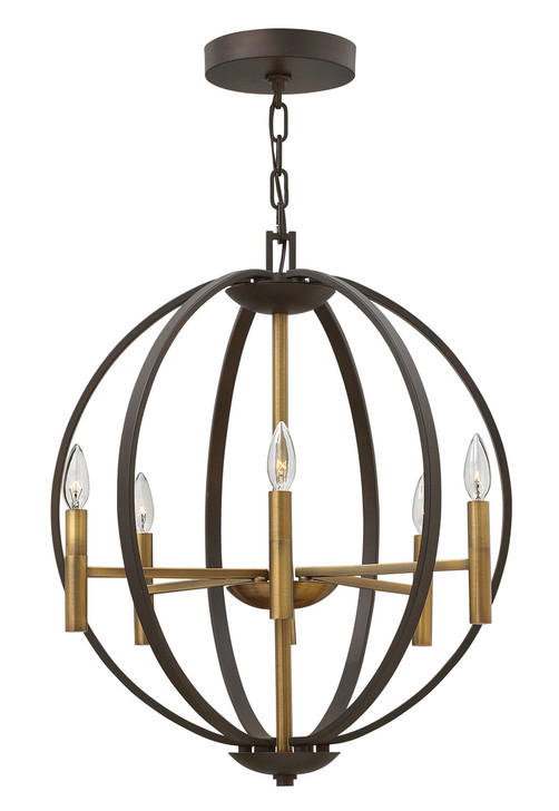 Euclid Candle Chandelier, 6-Light, Heirloom Brass, 21.25"W (3466SB R514)