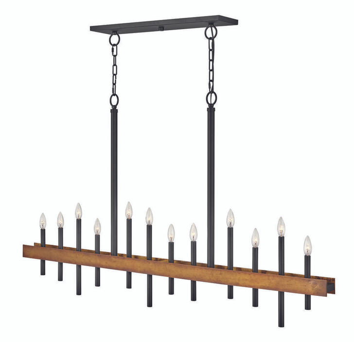 Wells Candle Chandelier, 12-Light, Black, 60.25"W (3864WA 9M3XV)