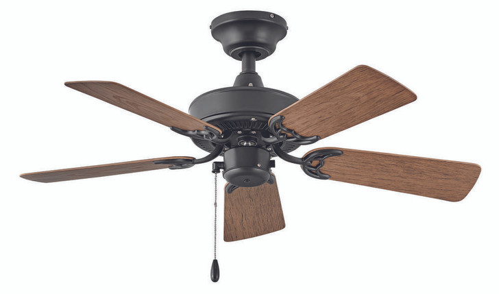 Cabana Ceiling Fan, 5-Blade, Matte Black, Walnut Blades, 36"W (901836FMB-NWA 9M6UE)