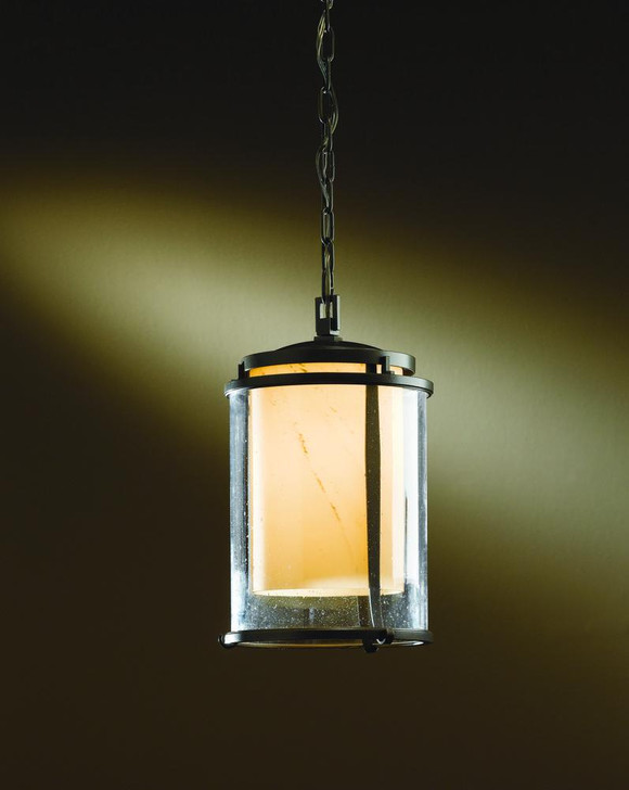 Meridian Outdoor Pendant, 1-Light, Coastal Natural Iron, Opal and Seeded Glass, 9.7"W (365615-SKT-20-ZS0283 X51T1)