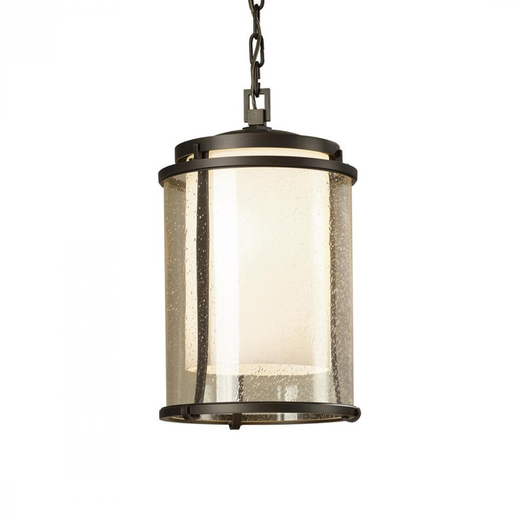 Meridian Outdoor Pendant, 1-Light, Coastal Bronze, Opal and Seeded Glass, 9.7"W (365615-SKT-75-ZS0283 3WEVAR)