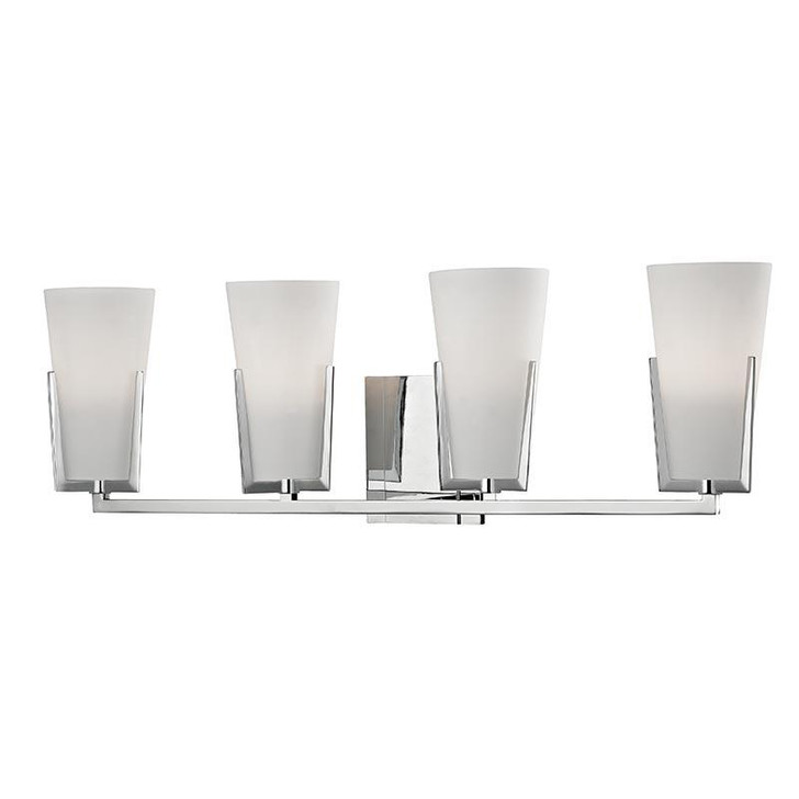 Upton Bath Vanity, 4-Light, Polished Chrome, White Shade, 26.25"W (1804-PC QEHY)