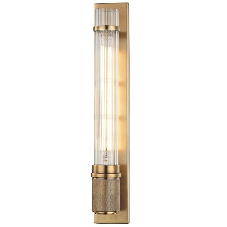 Shaw Wall Sconce, 1-Light, Aged Brass, Clear Shade, 15.5"H (1200-AGB 9ZJ44)