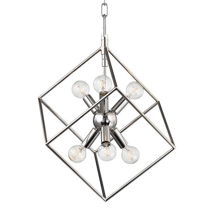 Roundout Pendant, 6-Light, Polished Nickel, 16.75"W (1215-PN 9ZAAR)