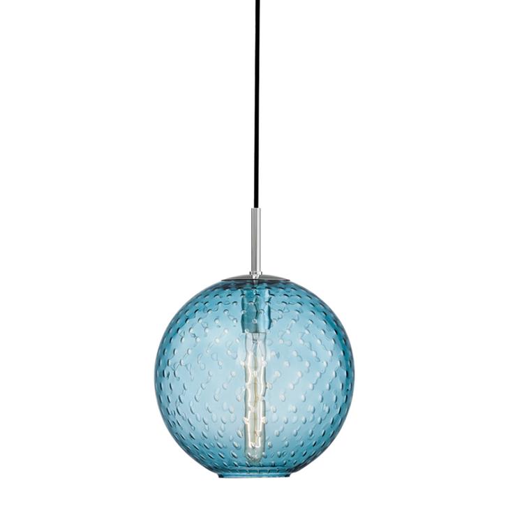 Rousseau Pendant, 1-Light, Polished Chrome, Blue Shade, 11.25"W (2010-PC-BL 9ZC9J)