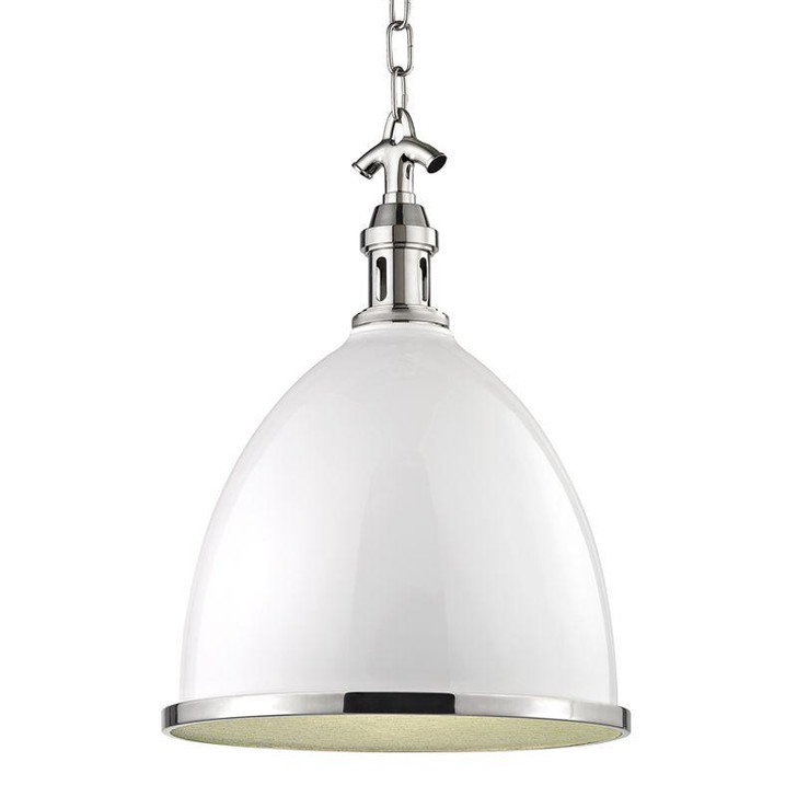 Viceroy Pendant, 1-Light, White/Polished Nickel Combo, Clear Shade, 16.75"W (7718-WPN 9Z9AU)