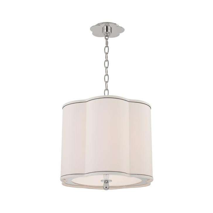 Sweeny Pendant, 3-Light, Polished Nickel, White With Navy Blue Trim Shade, 15"W (7915-PN 9W7N2)