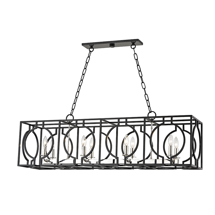 Octavio Linear Chandelier, 8-Light, Aged Iron, Polished Nickel, 46"W (9246-AIPN A5CMC)