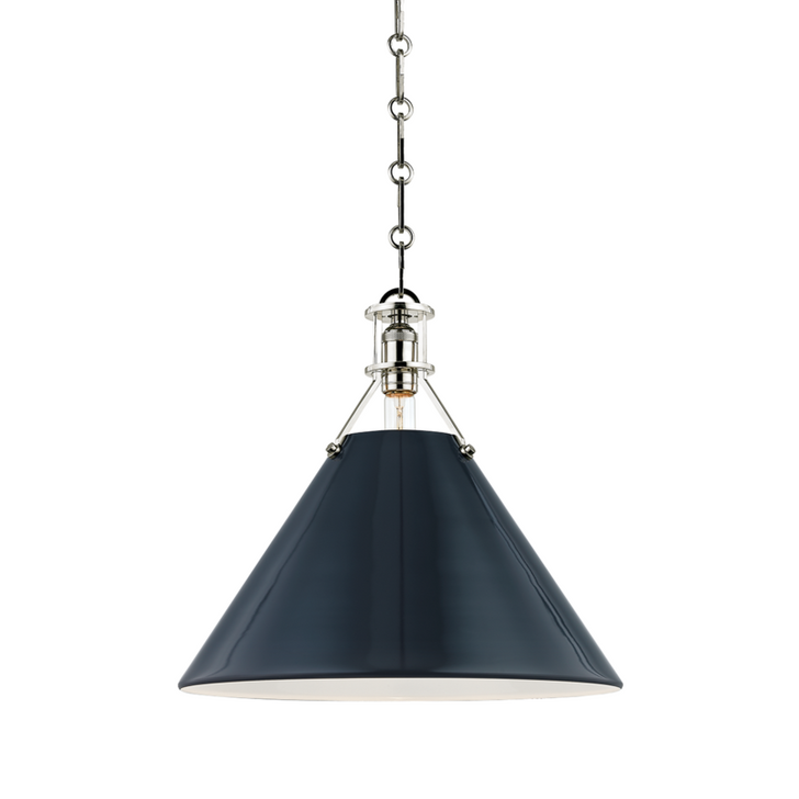 Painted No.2 Pendant, 1-Light, Polished Nickel, Darkest Blue, 16"W (MDS352-PN/DBL A5GKK)