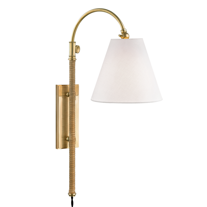 Curves No.1 Adjustable Wall Sconce With Plug, 1-Light, Aged Brass, 30.25"H (MDS501-AGB A5GKT)