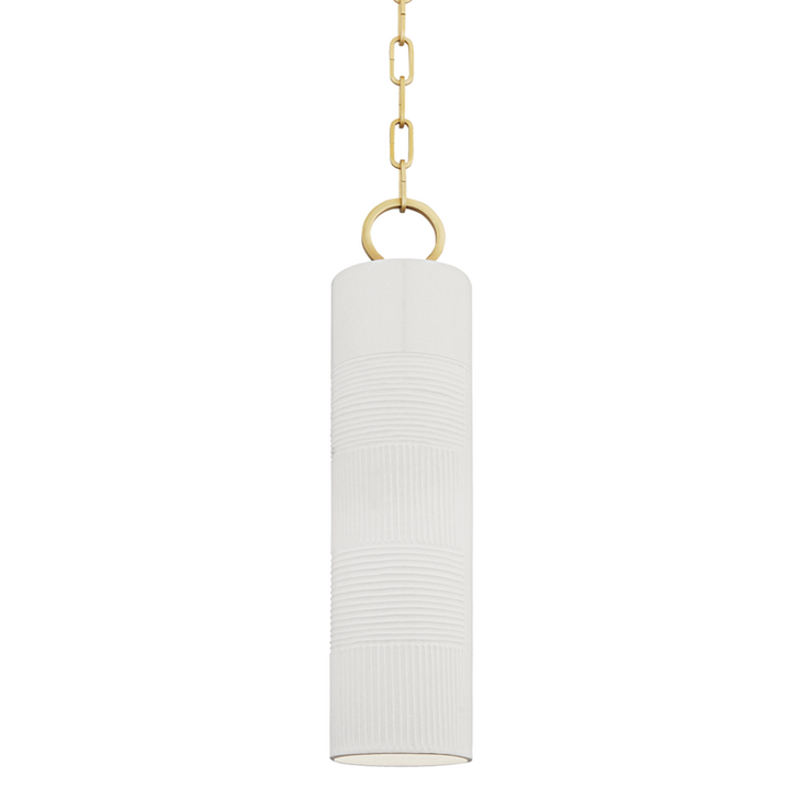 Brookville Pendant, 1-Light, Aged Brass, Soft Off White, 5"W (2384-AGB/WH A5KGG)