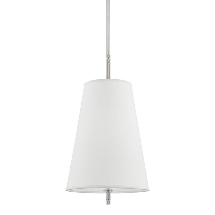 Bowery Pendant, 1-Light, Polished Nickel, White Shade, 14"W (3715-PN A8ECM)